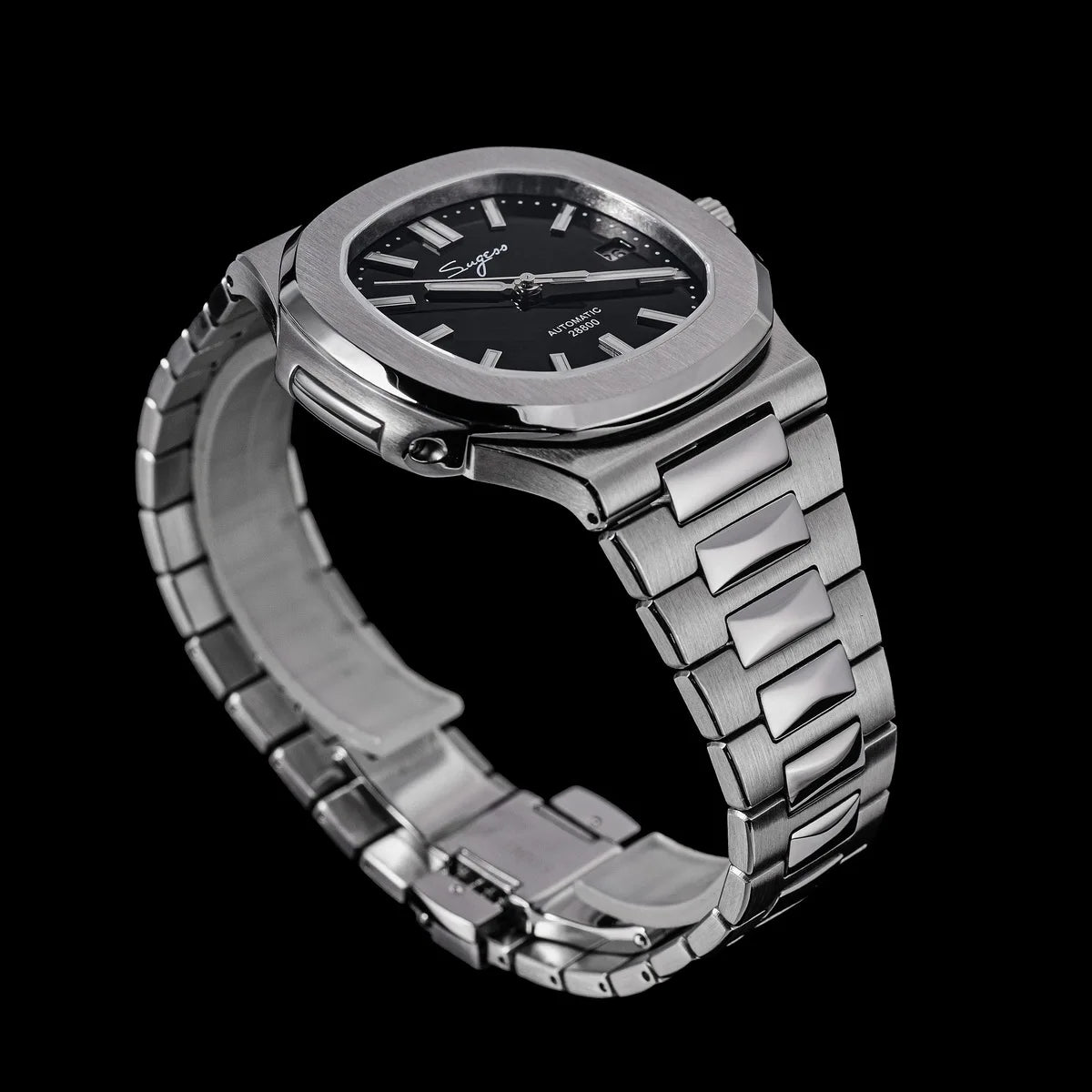 Sugess Men's Watch Automatic Mechanical Wristwatch Miyota 9015 Movement MOP Dial Luminous Waterproof 5bar Bracelet Luxury S466