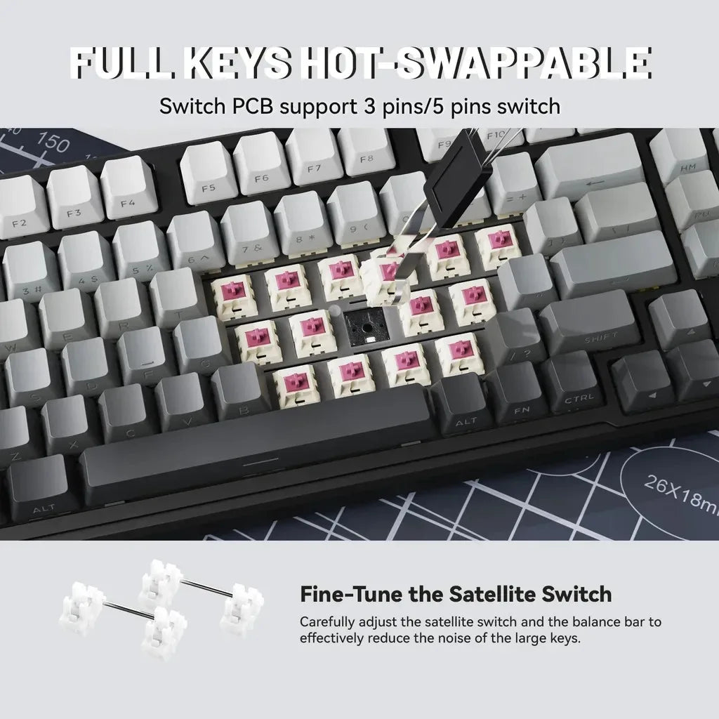 X98 Attack Shark Gaming Keyboard Wireless with Numeric Keypad,102Keys Hot-Swap RGB PBT Keycaps,4000mAh Battery,Support PC/Laptop