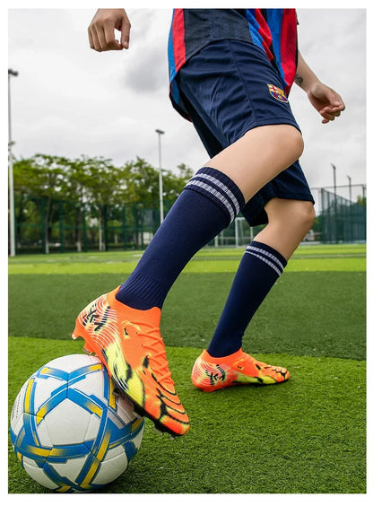 New Men Football Boots Outdoor Sneakers High-quality Grass Cleats Soccer Shoes Boys Match Hot-selling Non-Slip High-top Light