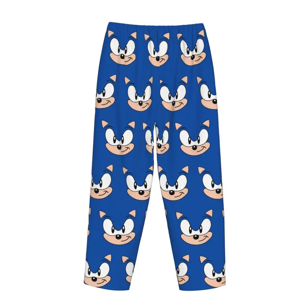 Custom Printed Womens Soniced Pajama Pants Hedgehog Game Sleepwear Sleep Lounge Bottoms with Pockets