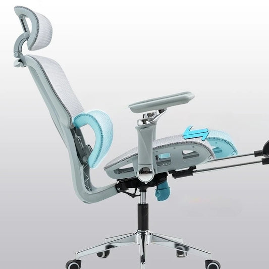 Chaise de bureau ergonomique pour ordinateur, fauteuil inclinable pour le bureau à domicile et le gaming, avec support lombaire réglable, appui-tête et accoudoirs en maille