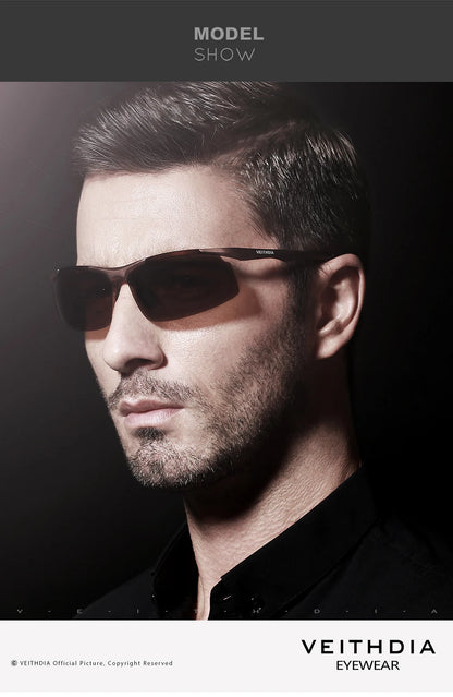 VEITHDIA Men's Sunglasse Outdoor Polarized UV400 Lens Rectangle Rimless Driving Fishing Sun Glasses Sports Eyewear For Male 6535
