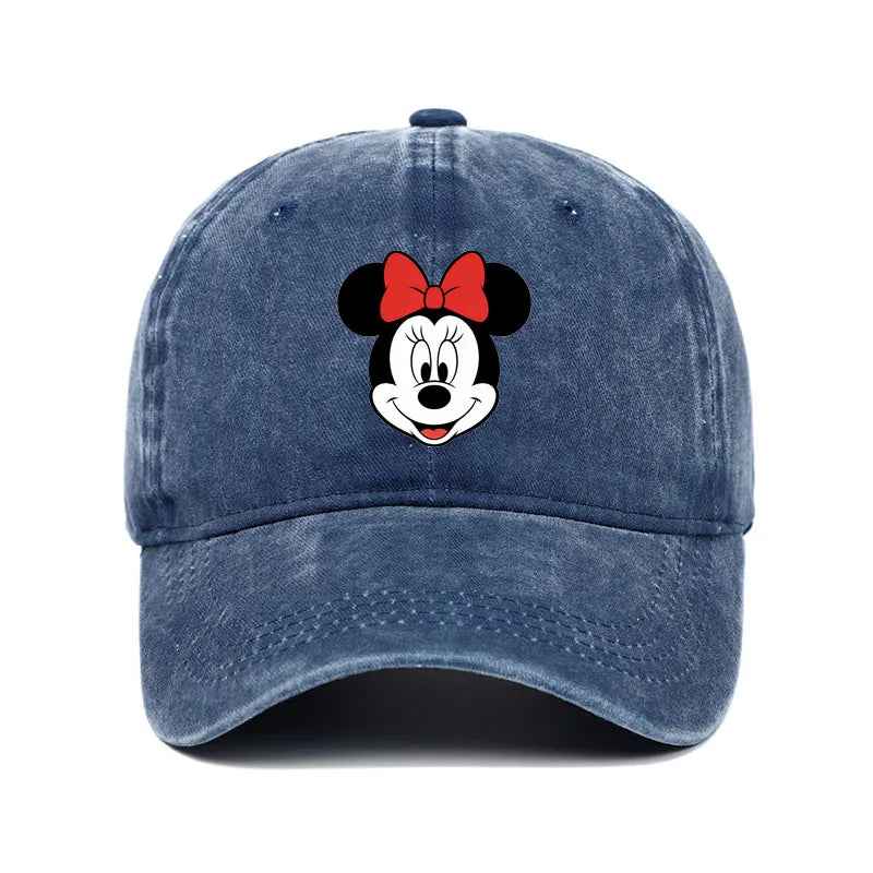 Unisex Vintage Washed Mickey Minnie Print Baseball Cap for Men Women Cartoon Trucker Hat Adjustable Snapback Casual Hip Hop Hat