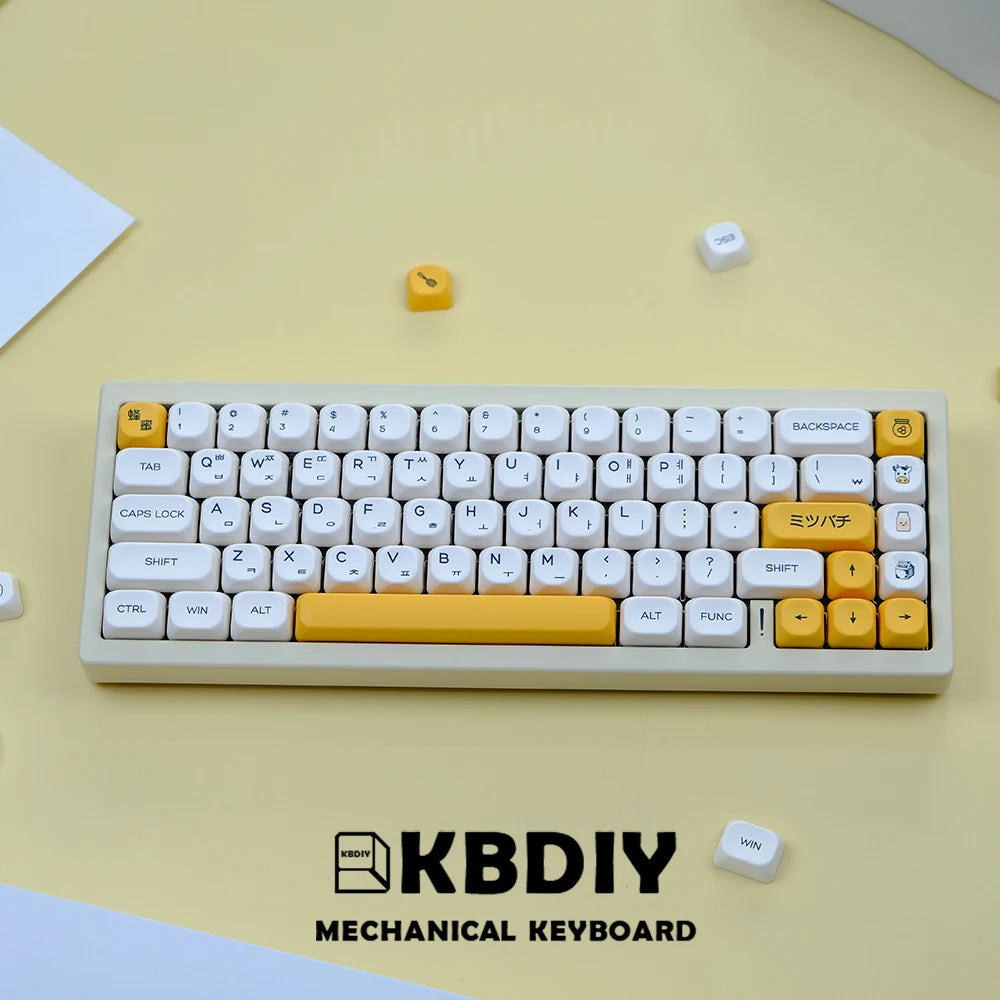 KBDiy KOA  Profile PBT Honey Milk Keycaps Russian Korean Japanese 137 Keys Caps for Mechanical Keyboard Keycap MAC for MX Switch