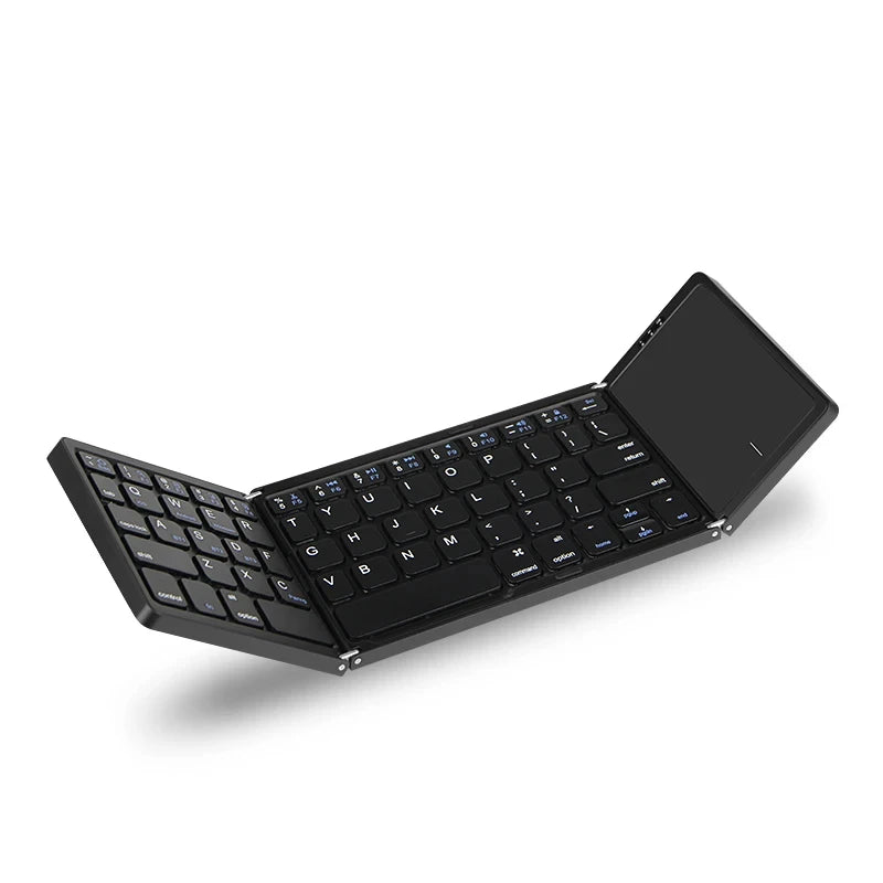 Mini Folding Wireless Bluetooth Keyboard Russian Spanish Arabic Hebrew Portugues with Touchpad for Windows, Android, IOS