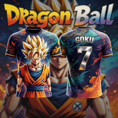 T-shirt fitness retro Dragon Ball verão 2026, corte oversized para homem, impressão 3D, manga curta, unissexo, para família e criança, camisola desportiva