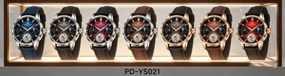 PAGANI DESIGN – Orologio meccanico di lusso da uomo, 41 mm, vetro zaffiro, cinturino in pelle, impermeabile, stile pilota, con tourbillon e fasi lunari