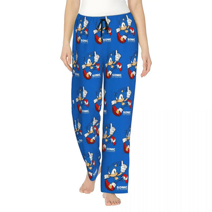 Custom Printed Womens Soniced Pajama Pants Hedgehog Game Sleepwear Sleep Lounge Bottoms with Pockets