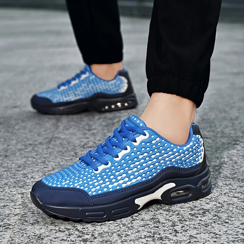 Scarpe sportive da uomo leggere con suola morbida ammortizzata, in mesh traspirante, alla moda, per giovani, corsa outdoor, fitness e allenamento