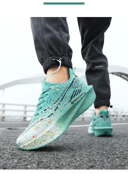 Scarpe da running uomo e donna con piastra in carbonio, ammortizzate per maratona, sportive, traspiranti, leggere, comode, antiscivolo e atletiche