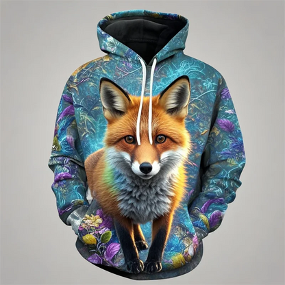 Autumn Fox Animal Graphic 3D Print Hoodies Women Men Fashion Long Sleeve Hooded Sweatshirts Streetwear Pullovers Female Clothing