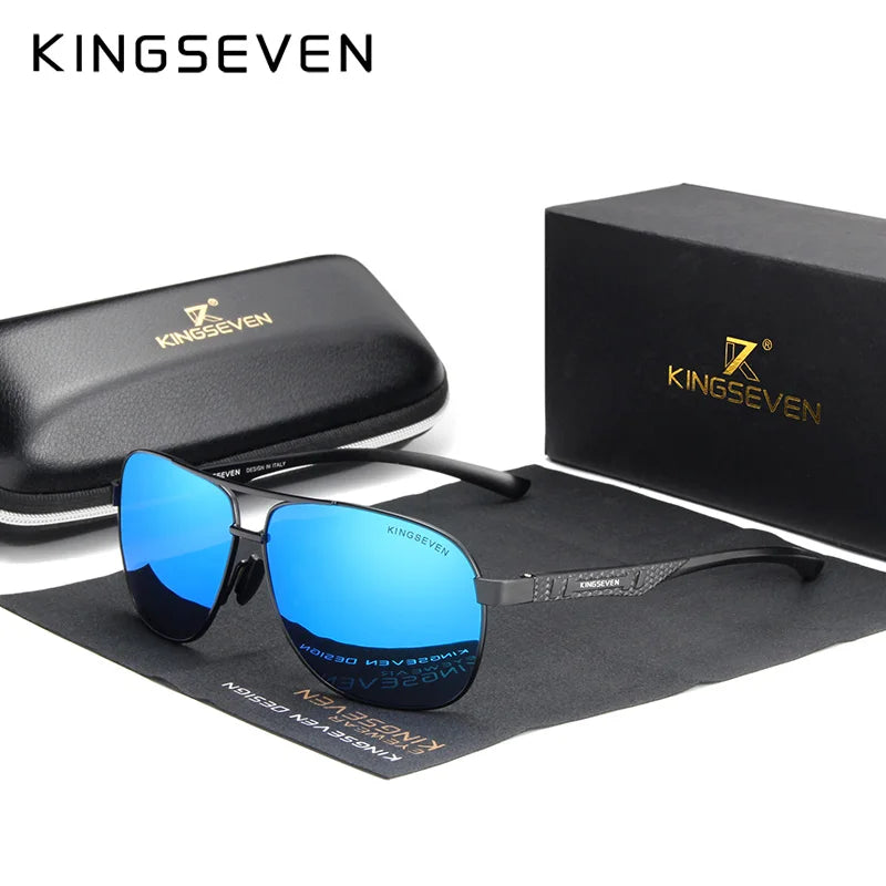 KINGSEVEN Nuovi occhiali da sole da uomo in alluminio, alla moda, da viaggio e da guida, occhiali da uomo Oculos con fascia, modello N7188