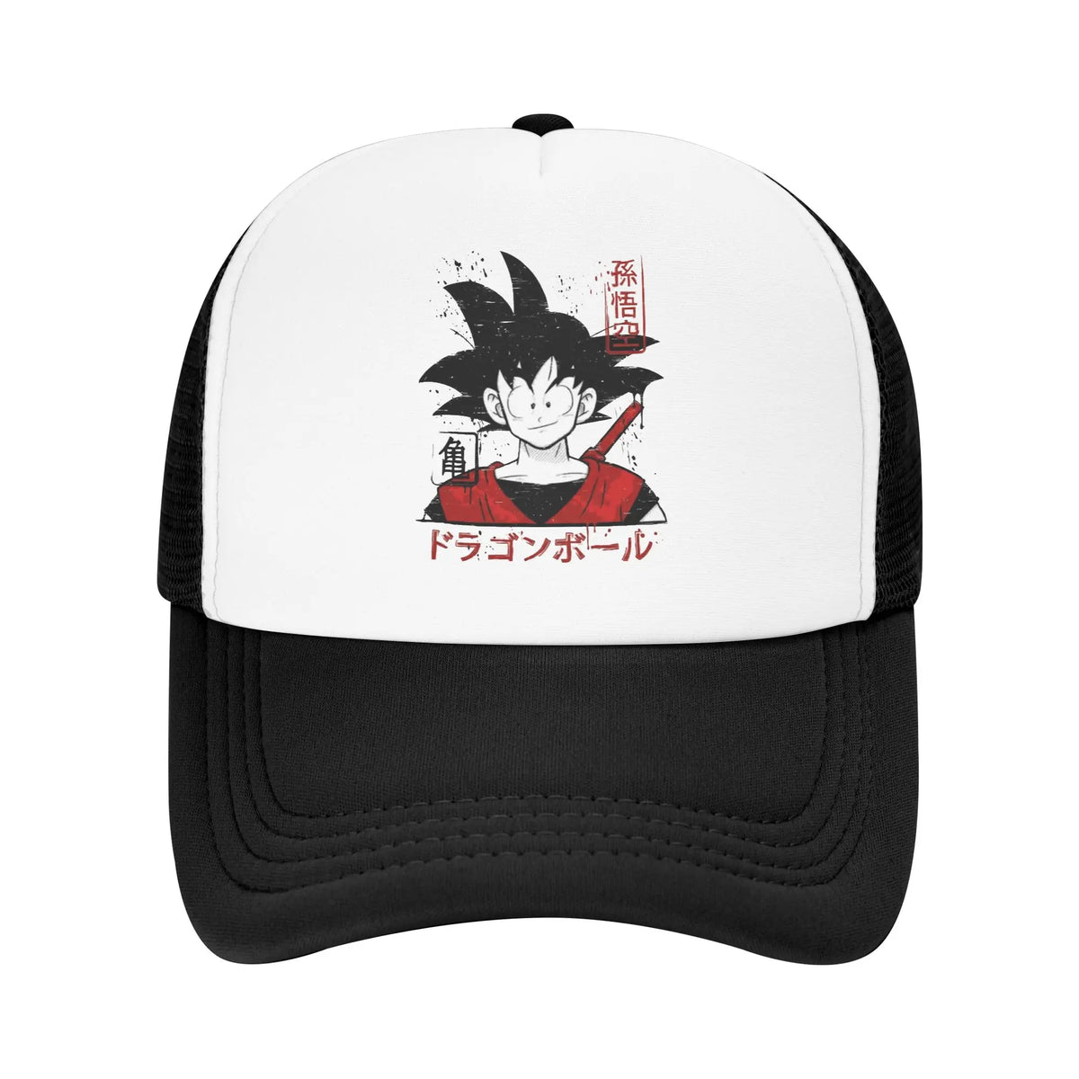 Japońska czapka z daszkiem Goku z serii Dragon Ball Z z siateczką – unisex, modne czapki przeciwsłoneczne, czapki typu snapback, czapki wędkarskie, zimowe czapki typu trucker