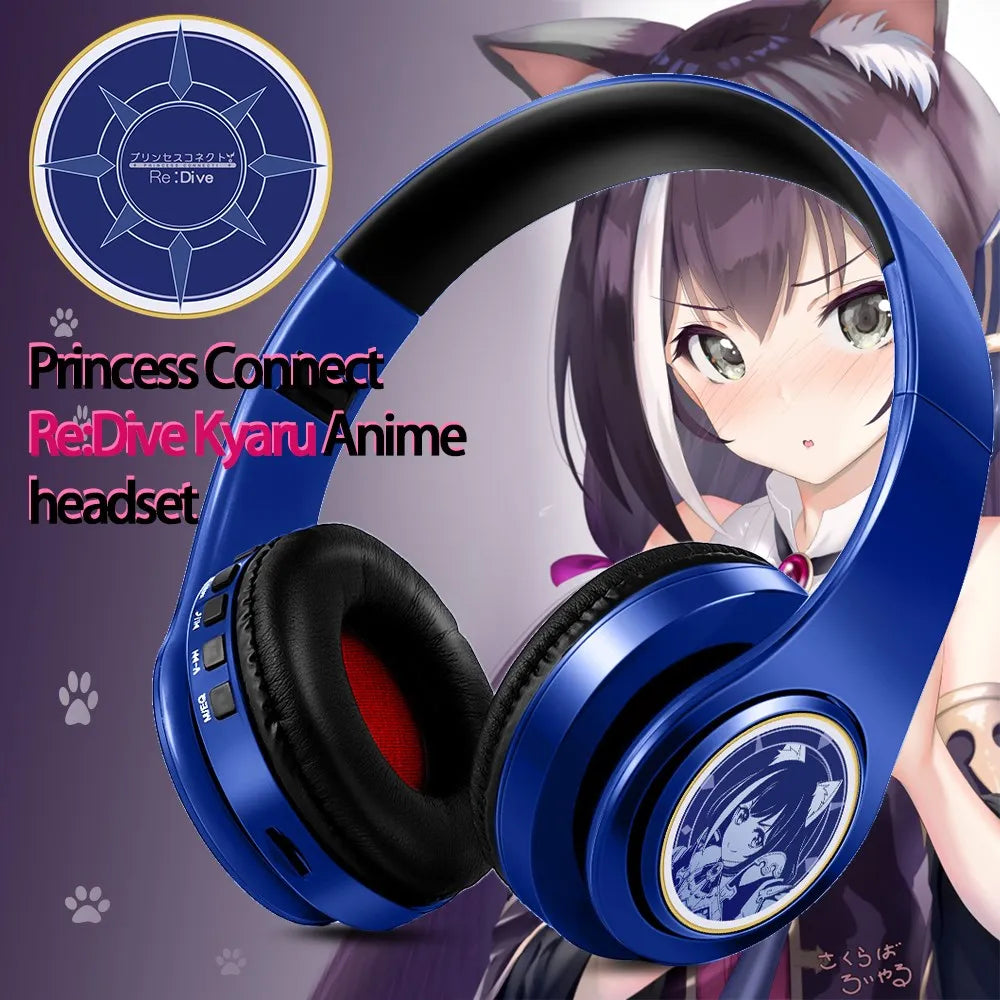 Auriculares anime over-ear Miku Nakano Sanjiu Bluetooth 5.0 – Headset gaming estéreo inalámbrico con graves profundos, micrófono y compatibilidad con tarjeta TF