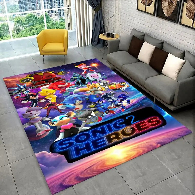 Classic Game S-Sonic Cartoon Non-Slip Area Rug for Living Room,Bedroom,Playroom,Soft Carpet Floor Mat Home Decor Rug Kids Room