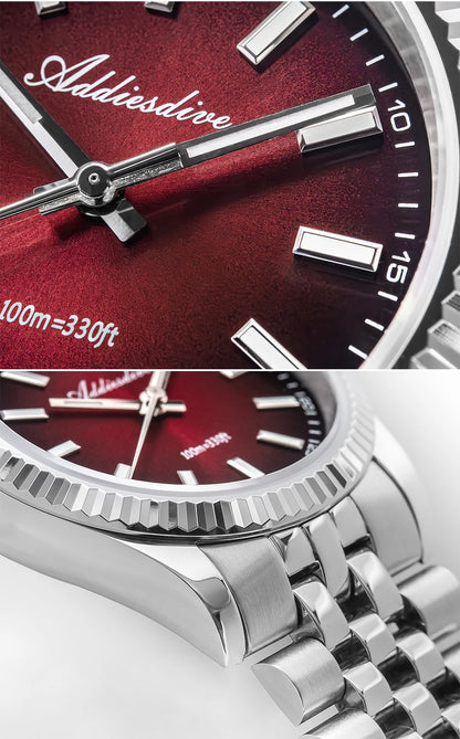Relógio masculino novo ADDIESDIVE AD2073, vidro de safira, 36mm, VH31, quartz, efeito sunburst, 10Bar, impermeável para mergulho, luminoso