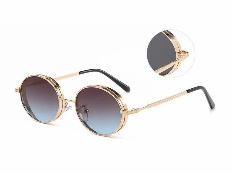 Oválné steampunkové sluneční brýle pro ženy, retro sluneční brýle pro muže i ženy, značkové designové brýle s kovovou obrubou, Lentes De Sol Mujer