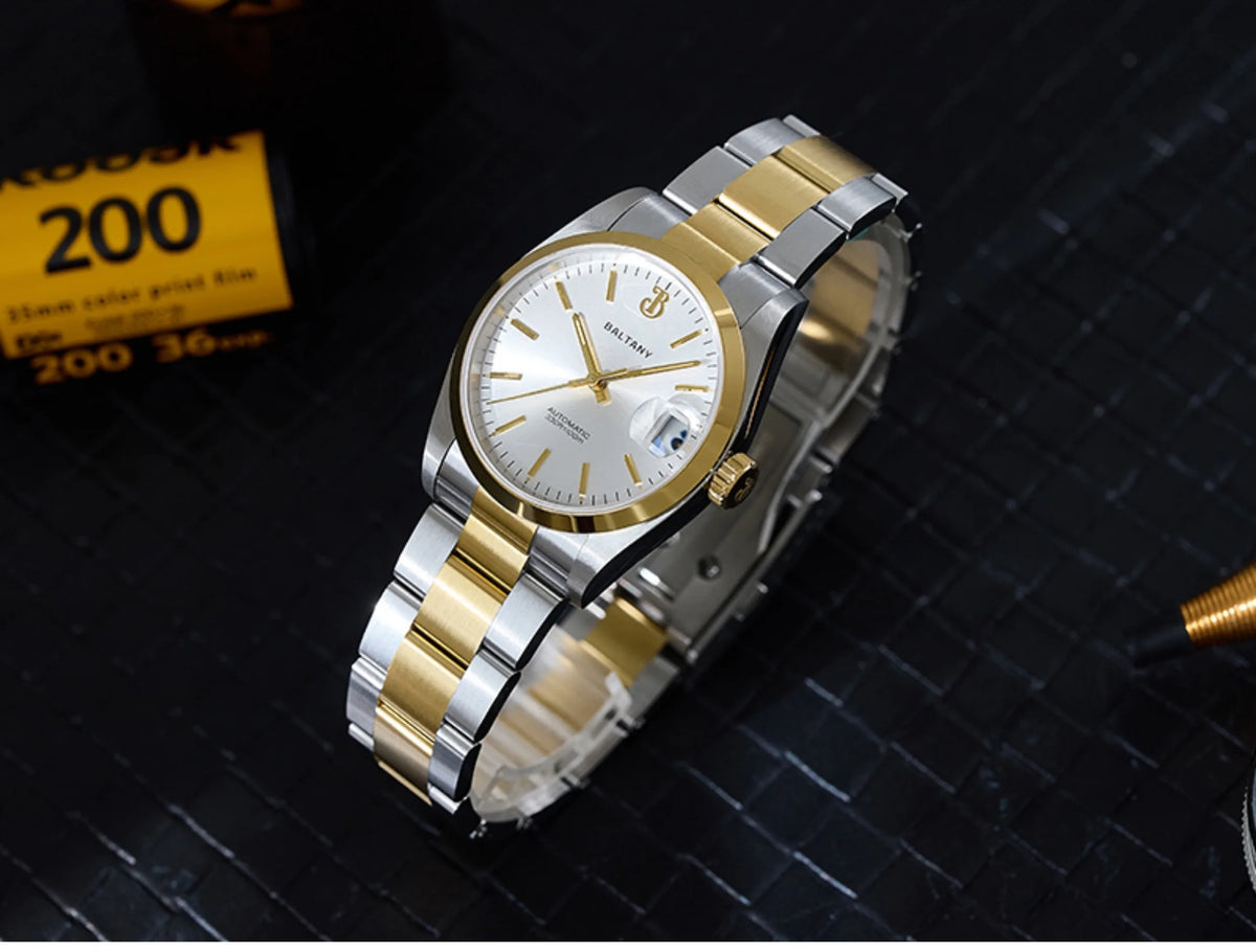 Baltany Men Automatic Watch 36MM Mechaical Wristwatch Bubble Sapphire 10ATM Waterproof C3 Luminous NH35