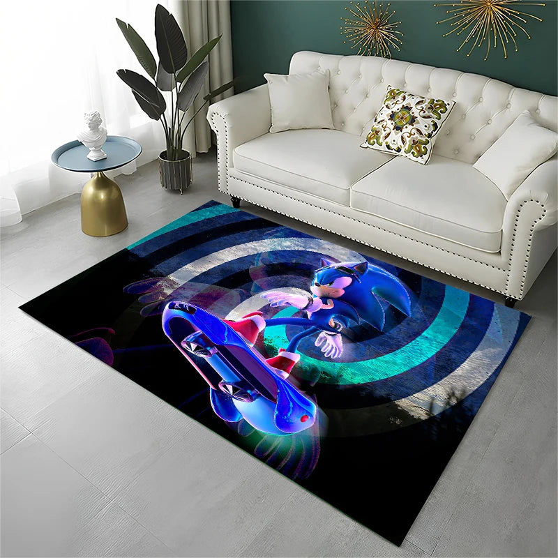 Classic Game S-Sonic Cartoon Non-Slip Area Rug for Living Room,Bedroom,Playroom,Soft Carpet Floor Mat Home Decor Rug Kids Room