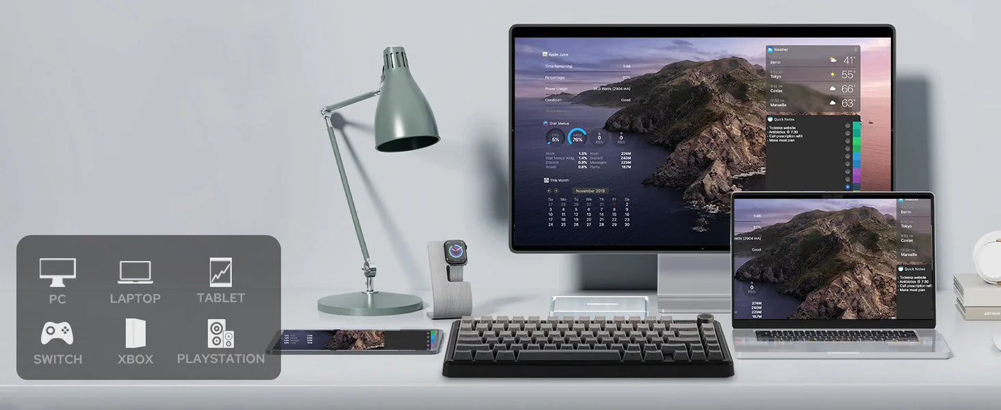 EPOMAKER X AULA F75 MAX kompakte mechanische Tastatur im 75-%-ANSI-Layout, kabelgebunden/Bluetooth/2.4GHz kabellos, mit TFT-Bildschirm und Drehregler