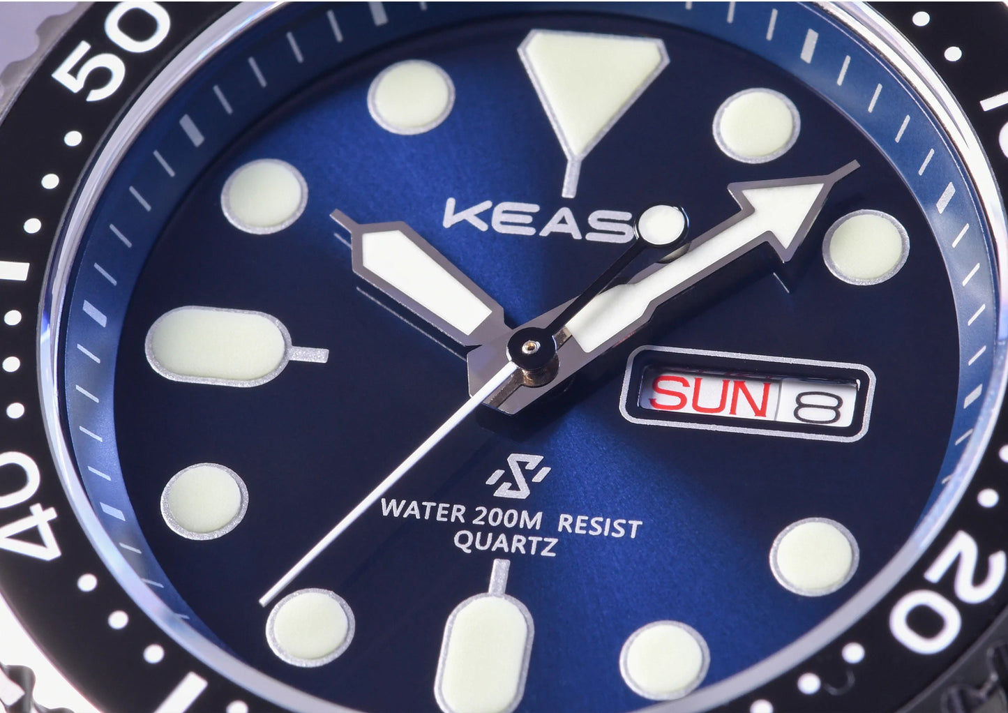 KEASO Top Men Dive Watch C3 Super Luminous 316L Solid Steel 20Bar Waterproof Sapphire Mirror MIYOTA 2035 Quartz Movement Watch