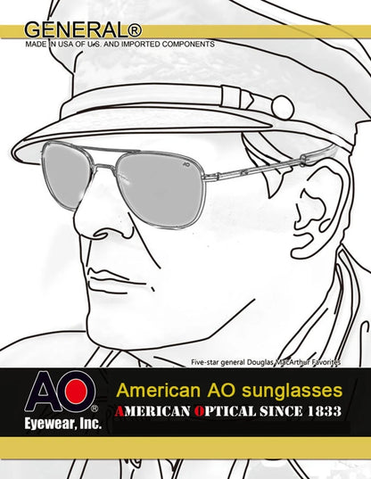 Occhiali da sole Pilot AO da uomo, marca di alta qualità, design AGX, lenti in vetro temperato, occhiali da sole da uomo