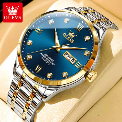 Montre automatique pour homme OLEVS 9946 – Montre-bracelet mécanique de luxe, dotée d'un calendrier avec affichage de la date, idéale pour les hommes d'affaires.