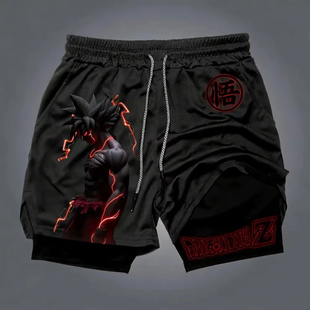 2026 Dragon Ball Goku Unisex Harajuku Anime Printed Summer New Product Loose Sports Breathable Quick Drying Double Layer Shorts