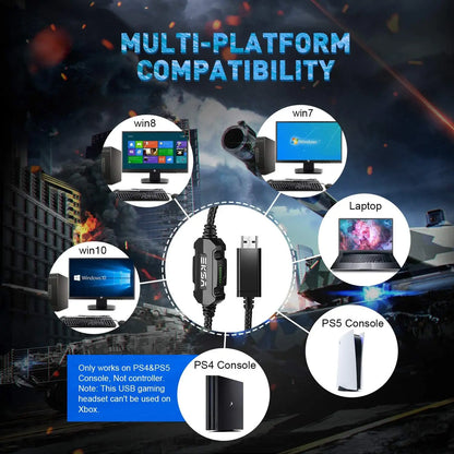 USB Gaming Headset for PC/PS4/PS5 7.1 Surround Sound Computer Wired Headphones with Noise Cancelling Microphone RGB Light Gamer