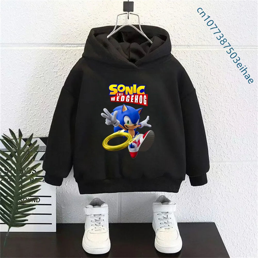 Kids Thick Hoodie with Cute Sonic Anime Pattern Soft Fashion Sweatshirt Clothing Perfect Outfits Gifts for Boys and Girls