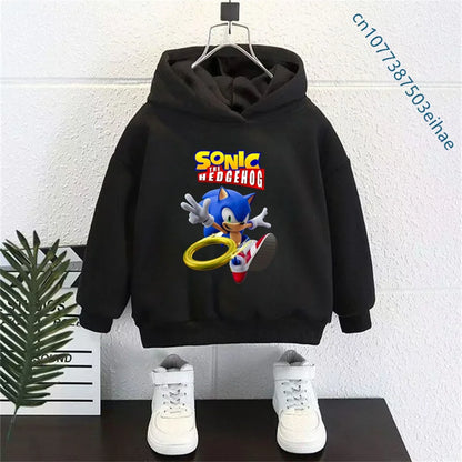 Kids Thick Hoodie with Cute Sonic Anime Pattern Soft Fashion Sweatshirt Clothing Perfect Outfits Gifts for Boys and Girls