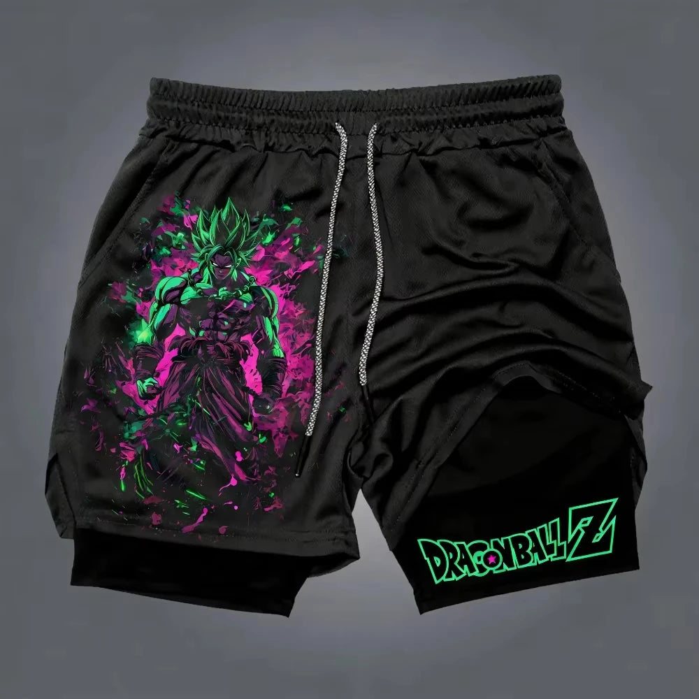 2026 Dragon Ball Goku Unisex Harajuku Anime Printed Summer New Product Loose Sports Breathable Quick Drying Double Layer Shorts