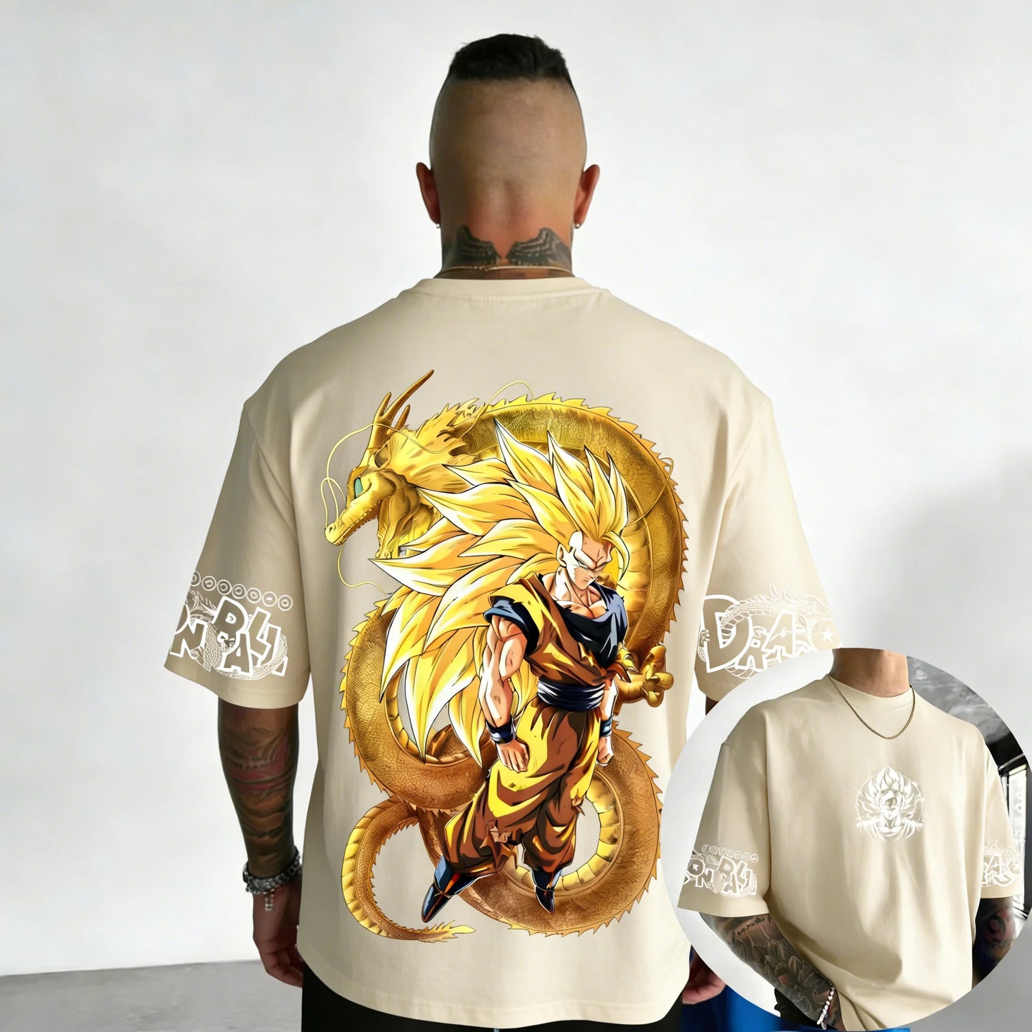 Dragon Ball Anime Super Saiyan 3 Co Branded Cotton T-shirt Men and Women's New Summer Street Loose Casual Large Short Sleeve Top