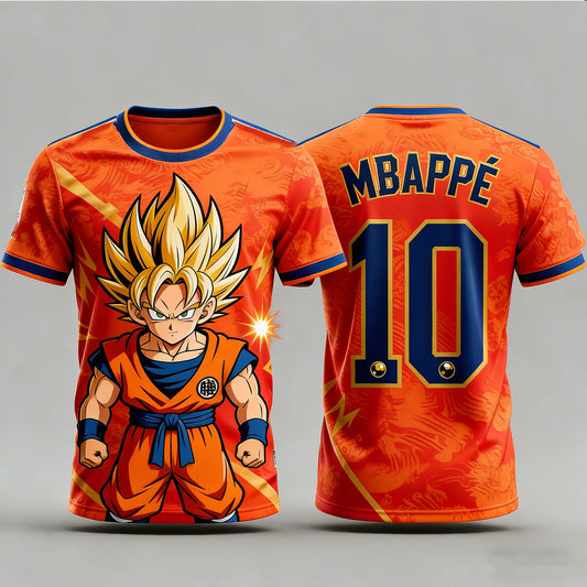 2026 Summer New Adult Men's Dragon Ball Goku 3D Printed Football Jersey T-Shirt Kids Anime T-Shirt Special Football Jersey NO.10
