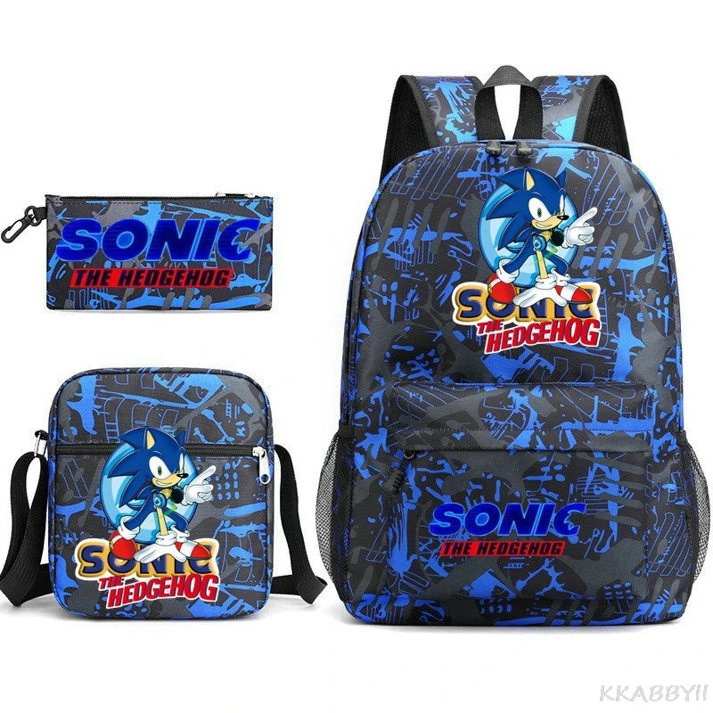 Sonic Backpacks Student School Bags for Teen Men Women Tote Bag Clutch Pocket Nylon Backpacks Travel Mochilas