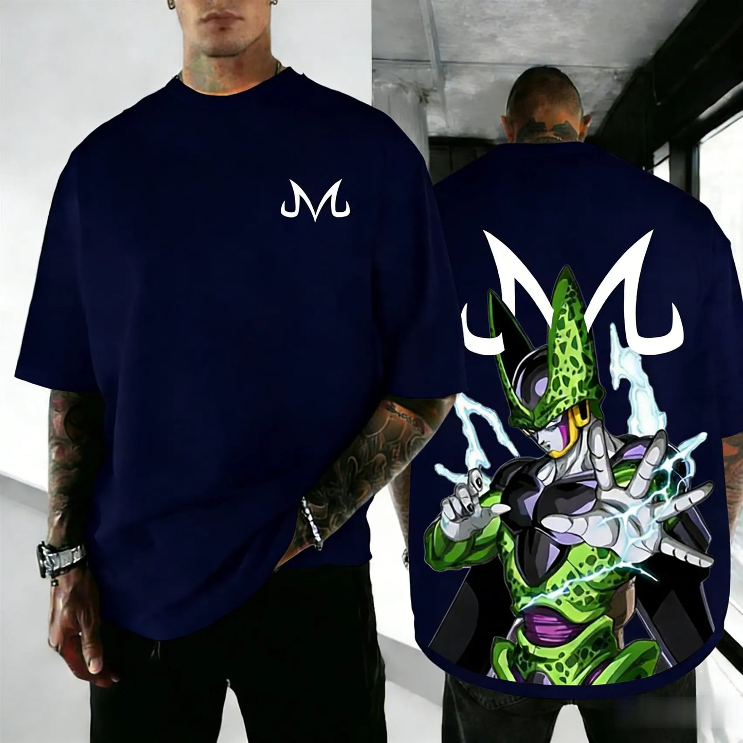 Dragon Ball Cell Anime Peripheral Short Sleeve T-Shirt Retro Loose Street Style 2026 Summer Men's Y2k Top Family Parent-Child