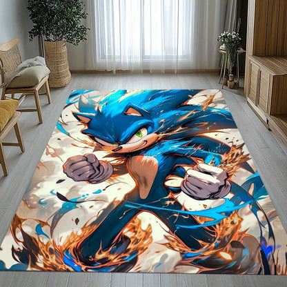 Retro S-Sonic Cartoon Games Living Room Non-Slip Area Rug Soft Carpet for Bedroom Kids Playroom Sofa,Home Decor Doormat Gift