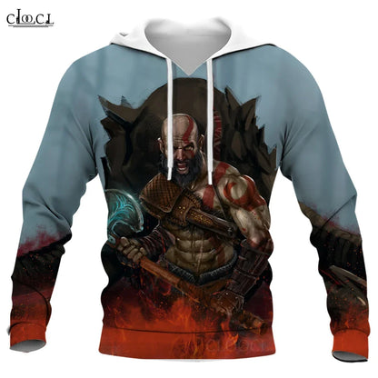 CLOOCL Fashion Game Kratos God of War 3D Full Printed Autumn Men Hoodie Unisex Long Sleeve Hooded Sweatshirt Harajuku Tracksuits