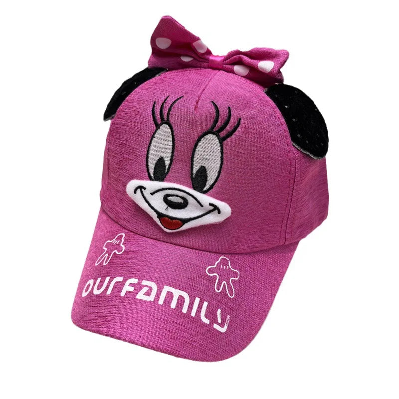 Casquette de baseball Disney Minnie Mickey Anime en coton et polyester, avec personnage de dessin animé, visière, pour déguisement, cadeau d'anniversaire pour enfants