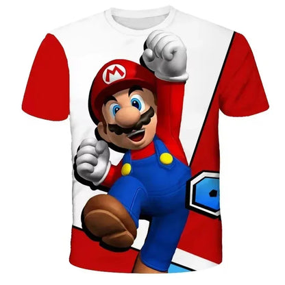 2026 New Anime Super Mario T Shirt Summer Fashion Casual T-shirt Boy Girl Unisex Children's Clothing Tshirt ventilate Tops