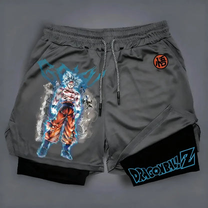 Dragon Ball Anime Goku Peripheral Printed Double-layered Shorts 2025 Summer American Sporty Men's Loose and Breathable Pants