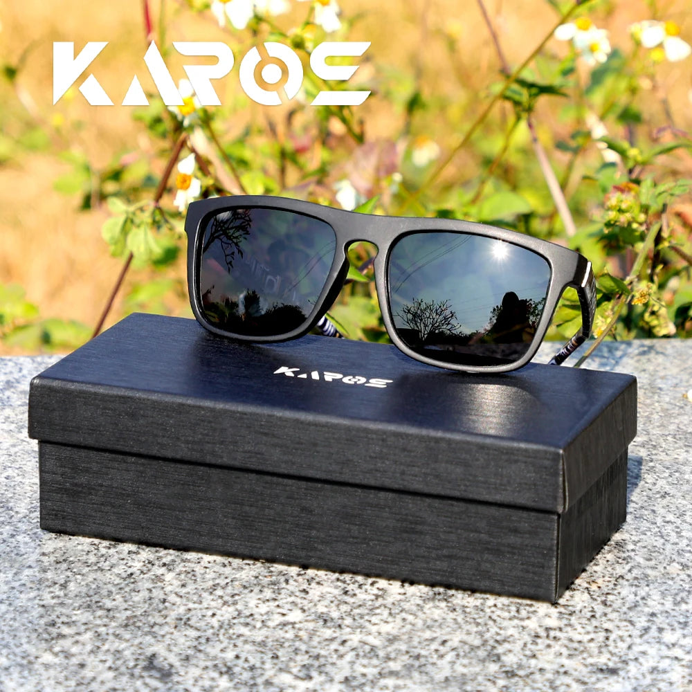 Karos Vintage Polarized Sunglasses Fashion Square Travel Driving Fishing Glasses Men Women Sports UV400 Eyewear Box YZ2024WB