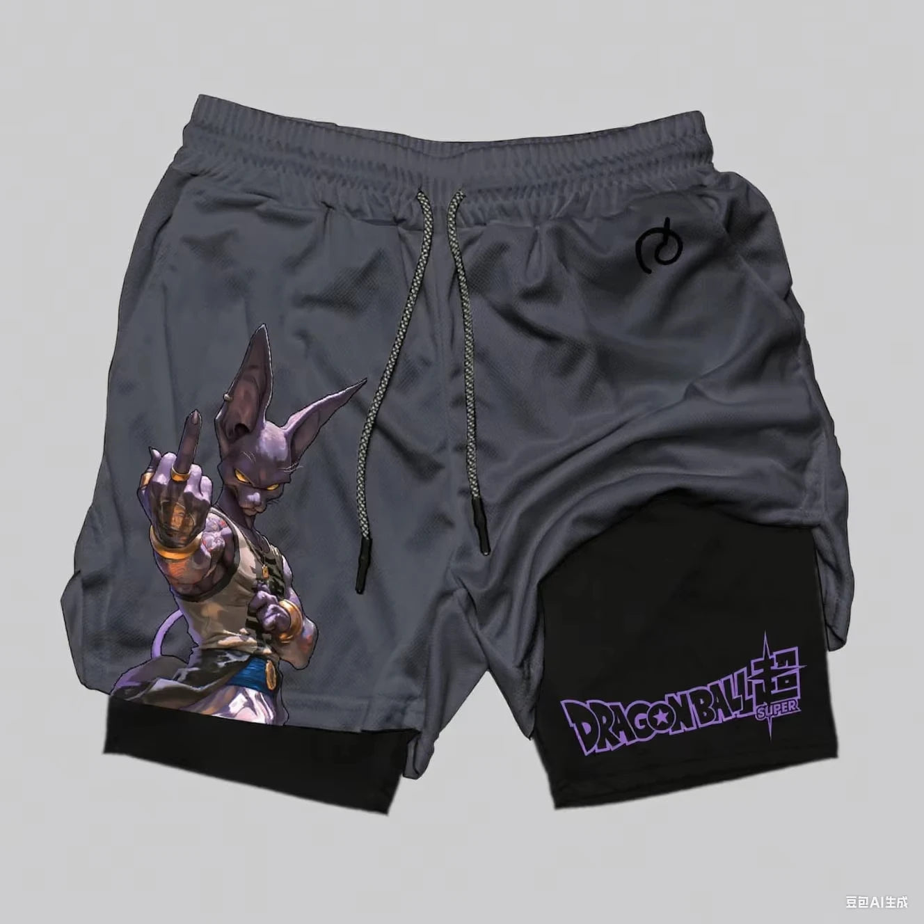 2026 Summer Dragon Ball Goku Anime Gym Shorts Men Double-layer 2-in-1 Sports Pants New Summer Japanese Cartoon Print Beach Pants
