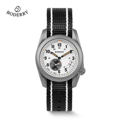 Boderry Field Watch Titanium Quartz Watches VOYAGER 38 Mens 100M Waterproof Clock Military Sport Luminous Business Wristwatch