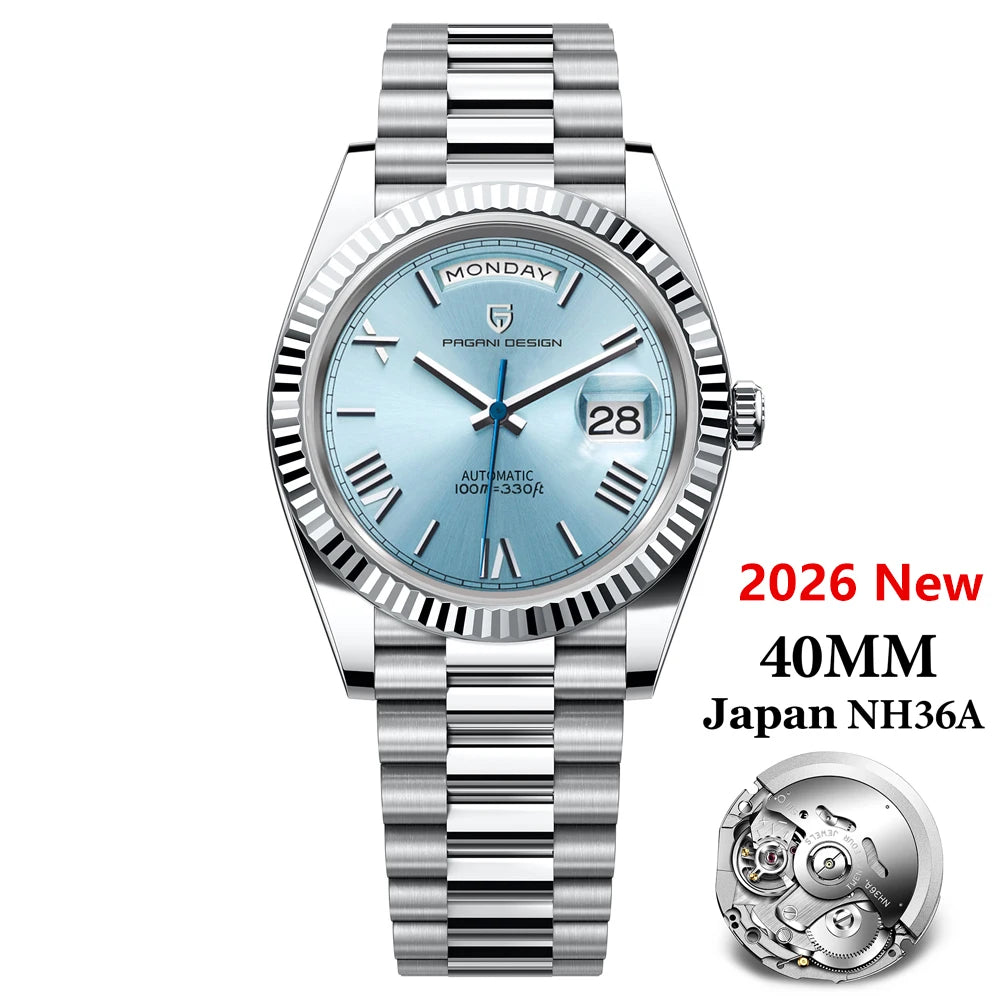 PAGANI DESIGN 2026 New DD40 NH36A Men's Watches Luxury Automatic Mechanical Watch For Men AR Sapphire Glass Date Wrist watch Men