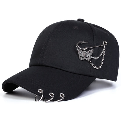 Unisex Butterfly Iron Ring Baseball Caps Spring Autumn Outdoor Adjustable Casual Hats Sunscreen Hat Sports Cap