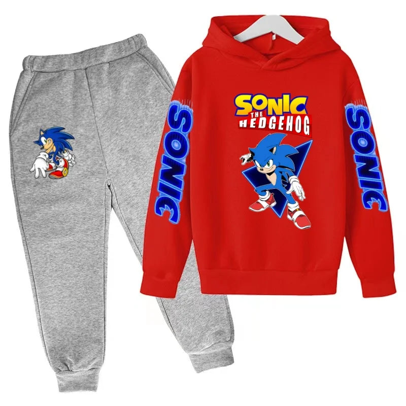 Kids Supersonic Clothing Jogging Blue Sweatshirt Top Coat+Pants Two-piece set Hoodie Boys Girls3-12Yrs Clothes Casual Sports Set