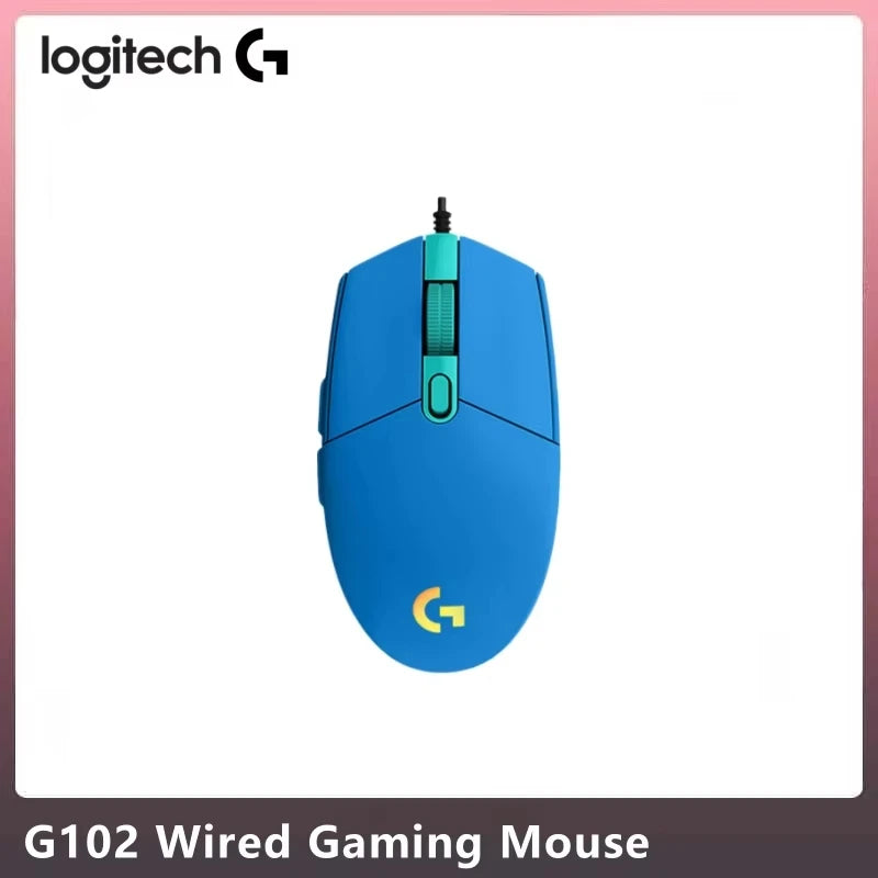 Logitech G102 G203 laidinė žaidimų pelė, 2.1 metro ilgio laidas, 8000 DPI, RGB efektai, skirta PC, nešiojamajam kompiuteriui, biurui ir gamer’iams, lanksti