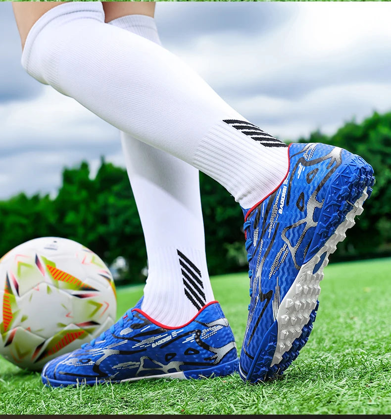 Chaussures de football à crampons longs et basses, chaussures de sport respirantes et antidérapantes pour hommes, chaussures de sport résistantes à l'usure pour l'entraînement sur gazon naturel