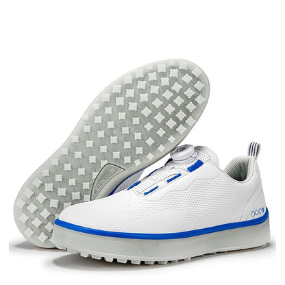 Couple Golf Shoes  Men's White Waterproof  Rotating buckle Fitness Spikeless Non slip Golf Golfer Training Golf Sneakers Women